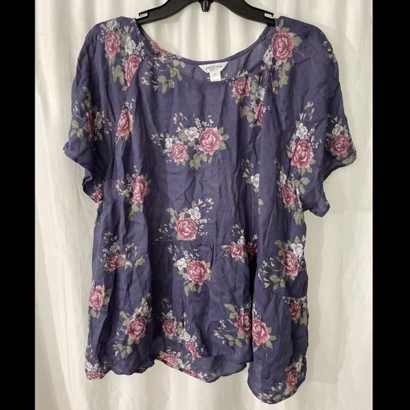 NEW Arizona Jean Co Floral Peplum‎ Plus Size Top [ SZ 2X ] - Picture 1 of 11